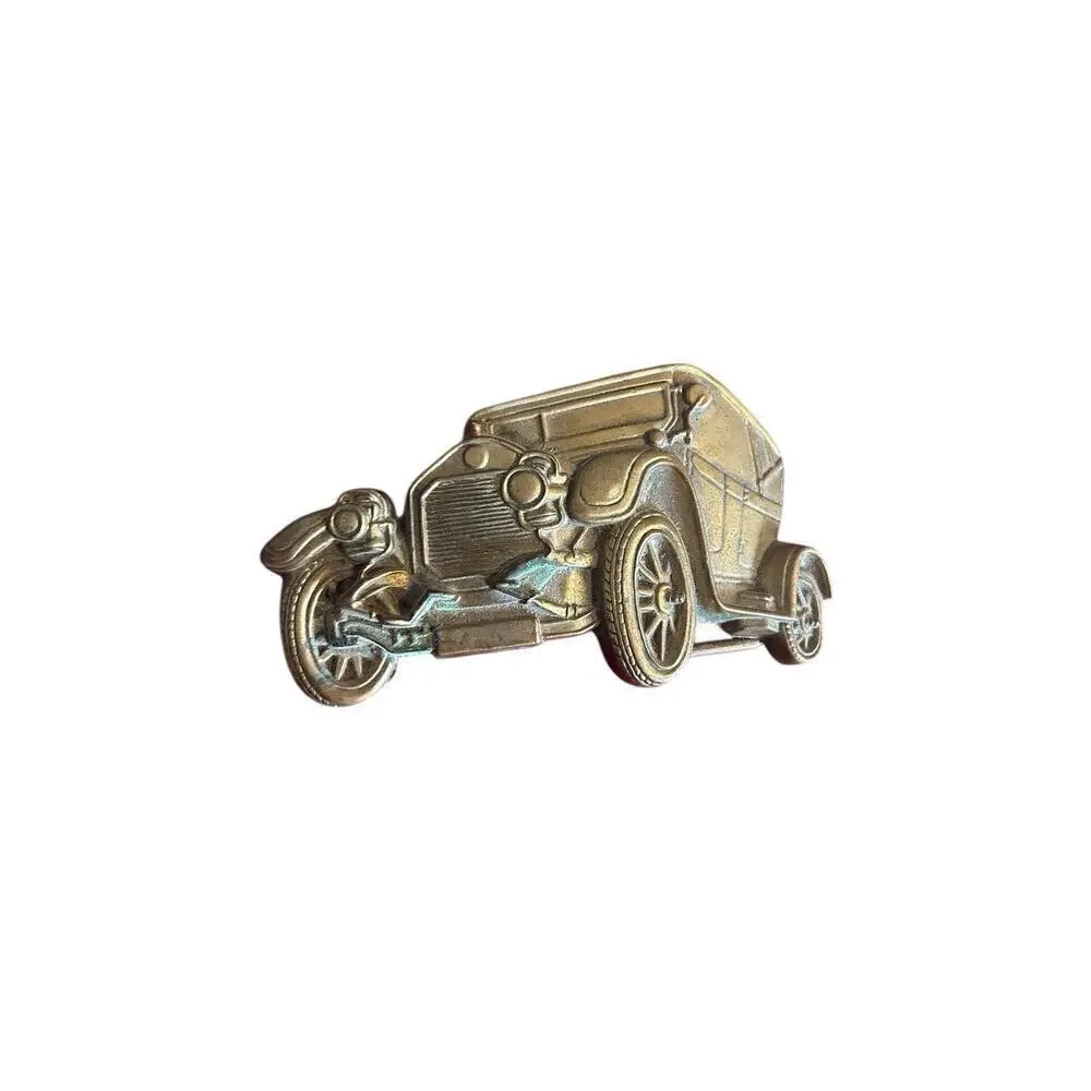 VINTAGE 1978 SOLID BRASS BARON BELT BUCKLE Old Car Vehicle - 605g